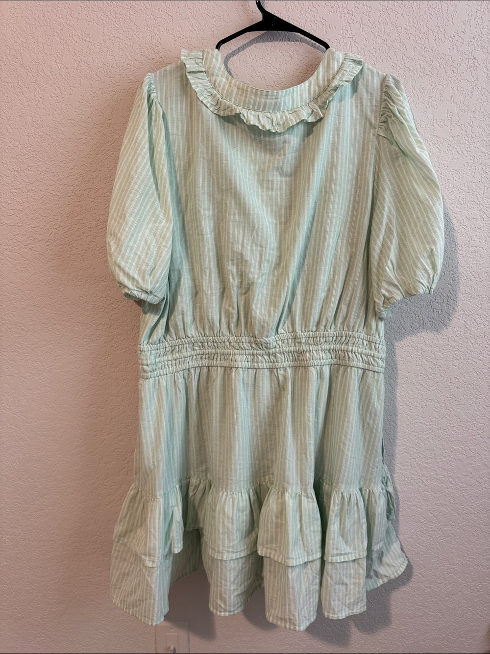 Green Striped Ruffle Dress - Picture 6 of 7